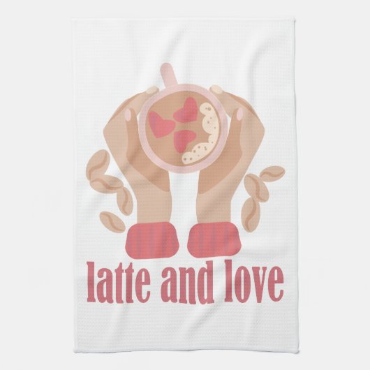 Tasse mit Liebe, Händchen und Kaffee - Angebot Geschirrtuch (Vertikal)