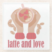 Tasse mit Liebe, Händchen und Kaffee - Angebot Glasuntersetzer (Vorderseite)