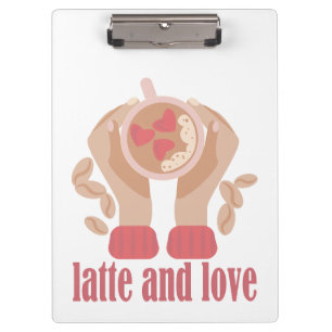 Tasse mit Liebe, Händchen und Kaffee - Angebot Klemmbrett