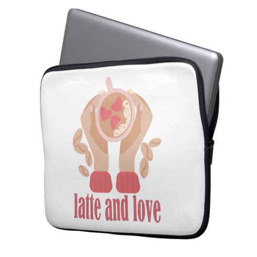 Tasse mit Liebe, Händchen und Kaffee - Angebot Laptopschutzhülle (Vorderseite Links)