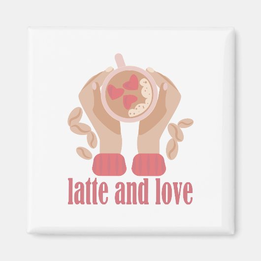 Tasse mit Liebe, Händchen und Kaffee - Angebot Magnet (Vorne)