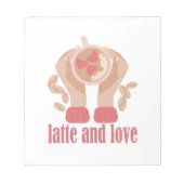 Tasse mit Liebe, Händchen und Kaffee - Angebot Notizblock (Vorderseite)