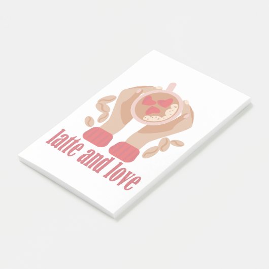 Tasse mit Liebe, Händchen und Kaffee - Angebot Post-it Klebezettel (angewinkelt)