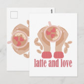 Tasse mit Liebe, Händchen und Kaffee - Angebot Postkarte (Vorne/Hinten)