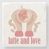 Tasse mit Liebe, Händchen und Kaffee - Angebot Steinuntersetzer (Vorderseite)