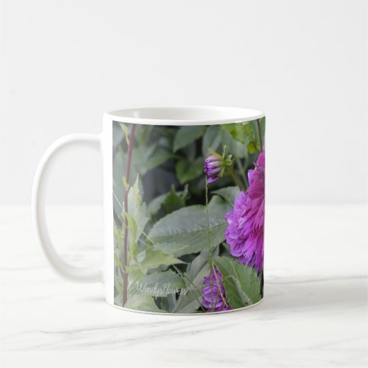 Tasse mit lila Dahlien (Links)