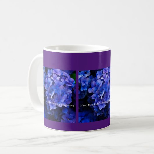 Tasse mit Lila Hydrangeas Hand mir einen Ventilato (Vorderseite Links)