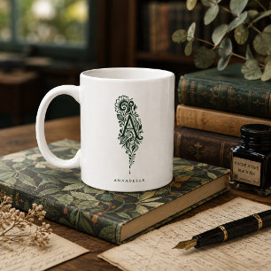 Tasse mit Linolschnitt-Buchstabe A und personalisi