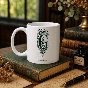 Tasse mit Linolschnitt-Buchstabe G und personalisi