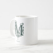 Tasse mit Linolschnitt-Buchstabe M und personalisi (Vorderseite Links)