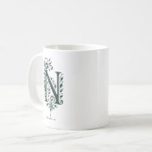 Tasse mit Linolschnitt-Buchstabe N und personalisi (Vorderseite Links)