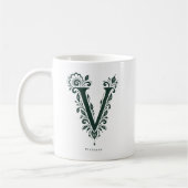 Tasse mit Linolschnitt-Buchstabe V und personalisi (Links)