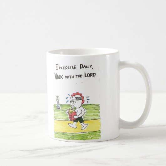 Tasse mit lustiger Kirche unterzeichnet,/belebte (Rechts)