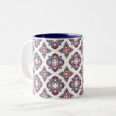 Tasse mit Marineblau und Himbeermuster (Vorderseite Links)