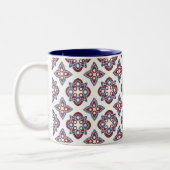 Tasse mit Marineblau und Himbeermuster (Links)