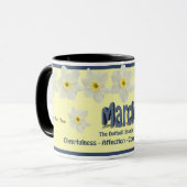 Tasse mit März-Geburts-Monats-Blume die Narzisse (Vorderseite Links)