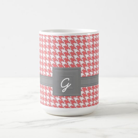 Tasse mit Monogramm Coral Hahnentrittmuster (Mittel)