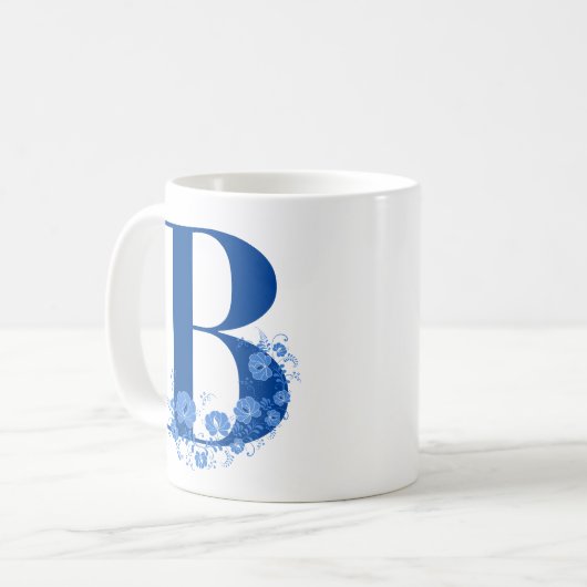 Tasse mit Monogramm Floral Letter B (Vorderseite Links)