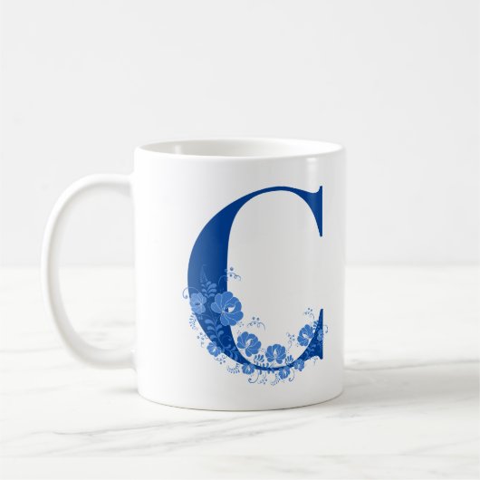 Tasse mit Monogramm Floral Letter C (Links)