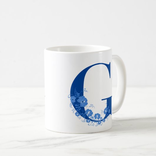 Tasse mit Monogramm Floral Letter D (VorderseiteRechts)