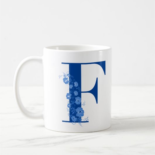 Tasse mit Monogramm Floral Letter F (Links)
