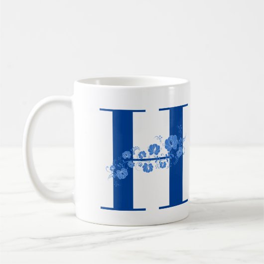 Tasse mit Monogramm Floral Letter H (Links)