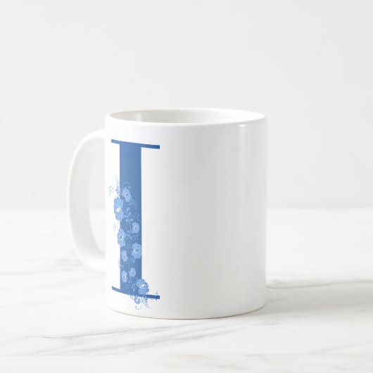 Tasse mit Monogramm Floral Letter I (Vorderseite Links)