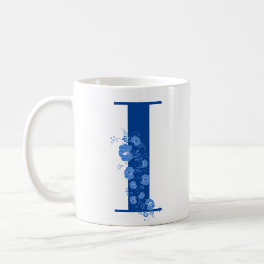 Tasse mit Monogramm Floral Letter I (Links)