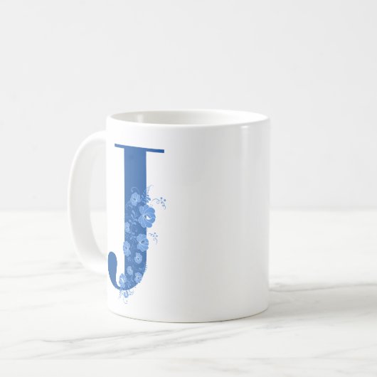 Tasse mit Monogramm Floral Letter J (Vorderseite Links)