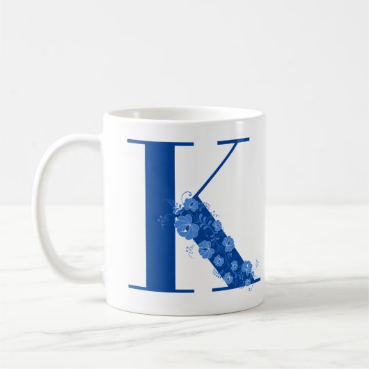 Tasse mit Monogramm Floral Letter K (Links)