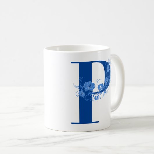 Tasse mit Monogramm Floral Letter P (VorderseiteRechts)