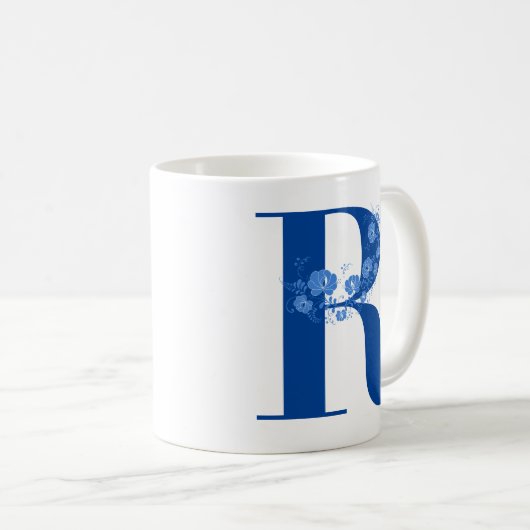 Tasse mit Monogramm Floral Letter R (VorderseiteRechts)