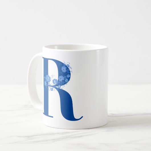 Tasse mit Monogramm Floral Letter R (Vorderseite Links)