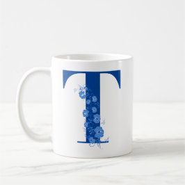Tasse mit Monogramm Floral Letter T