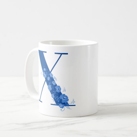 Tasse mit Monogramm Floral Letter X (Vorderseite Links)