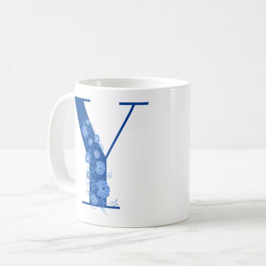Tasse mit Monogramm Floral Letter Y (Vorderseite Links)
