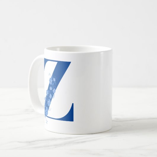 Tasse mit Monogramm Floral Letter Z (Vorderseite Links)