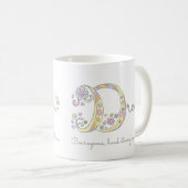 Tasse mit Monogramm und Bedeutung des Namens Drew (VorderseiteRechts)