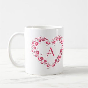 Tasse mit Monogramm und dem rosa Herzsymbol