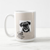 Tasse mit Mops Brillen mit Büchern tragen (Links)