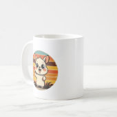 Tasse mit Niedlichem Cartoon Tier in Retro Sunset (Vorderseite Links)