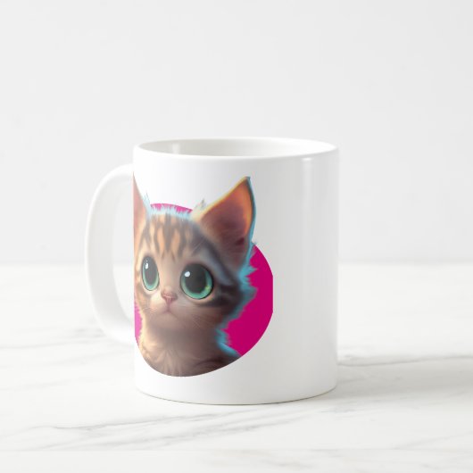 Tasse mit Niedlichem Katzendesign (Vorderseite Links)