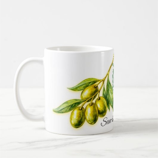 Tasse mit Oliven (Links)