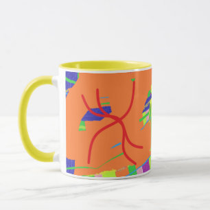 Tasse mit orangefarbenem Logo
