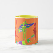 Tasse mit orangefarbenem Logo (Zentrum)