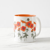 Tasse mit orangefarbener und grüner Grafik (VorderseiteRechts)