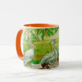 Tasse mit Pelikanen, Vögeln, Zootieren (Vorderseite Links)