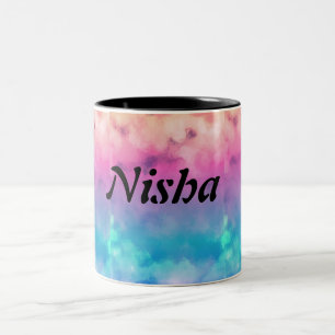 Tasse mit personalisiertem Namen in Pastelltönen