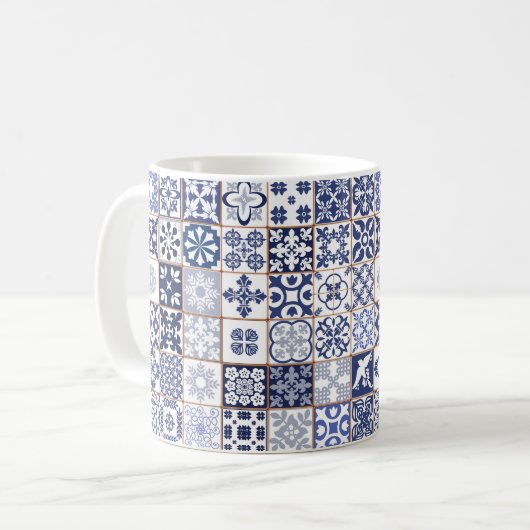 Tasse mit portugiesischem Fliesen-Muster - (Vorderseite Links)
