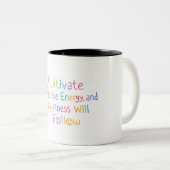 Tasse mit positivem Energie-Zitat (VorderseiteRechts)